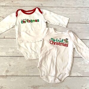 Carters 6m Unisex Baby First Christmas Holiday Onesies Bodysuits Set of 2